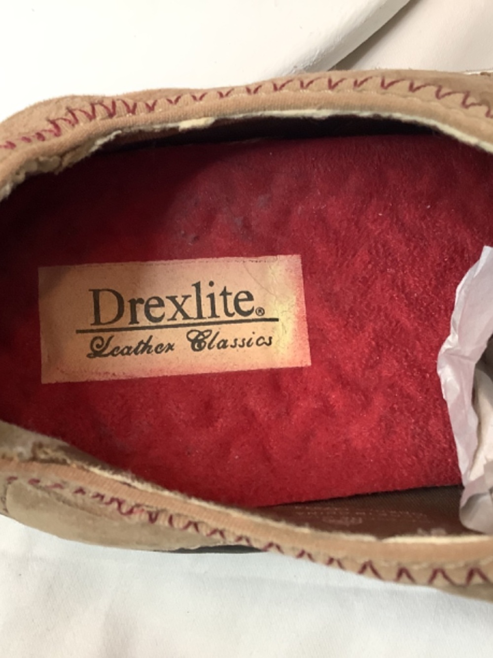 EUC Drexlite Leather classics sz. 6 brown with red stitches sneakers flats - Picture 7 of 9